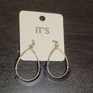 Stylish Gold and Black Teardrop Earrings